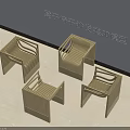 Modern Leisure Chairs 3D Models with Slatted Wooden Design and Minimalist Modern Style