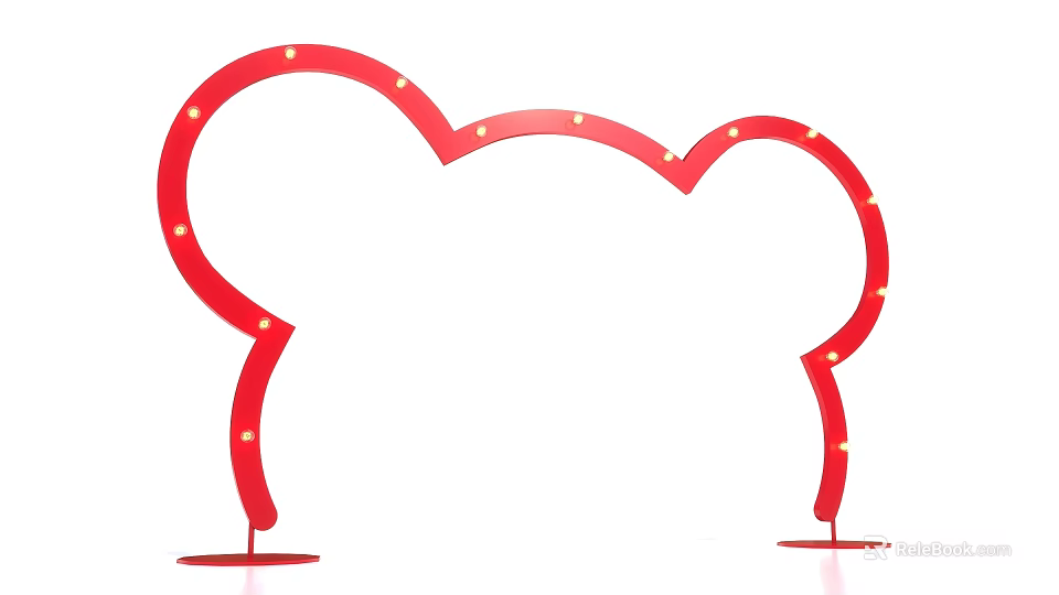Red Event Entrance Arch with Curved Frame and Yellow Lights Decoration 3d model 