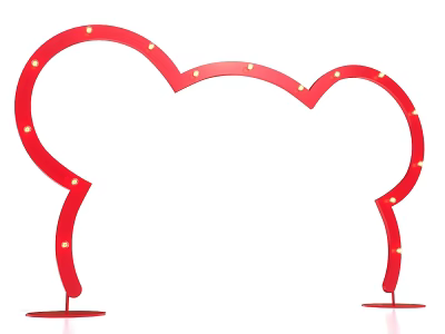 Red Event Entrance Arch with Curved Frame and Yellow Lights Decoration 3d model