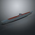 Detailed Gray Submarine Model With Red Deck And Command Tower 3d model