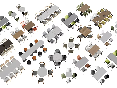 Diverse Modern Table And Chair Sets With Various Styles And Color Options 3d model