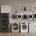 Various Styles And Colors Of Washing Machines With Wall Mounted Laundry Accessories