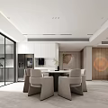 Modern Living and Dining Room Interior Design With Light Sofa Wooden Wall And Coffee Table