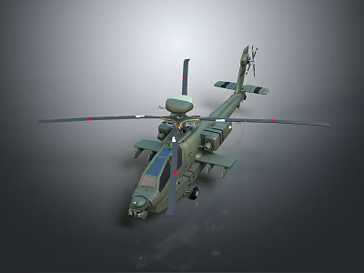 Military Green Attack Helicopter With Main Rotor Tail Rotor Weapon Mounts And Cockpit Windows 3d model