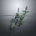 Military Green Attack Helicopter With Main Rotor Tail Rotor Weapon Mounts And Cockpit Windows