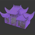 Traditional Chinese Architecture With Tiled Roof Upturned Eaves And Mossy Weathered Walls