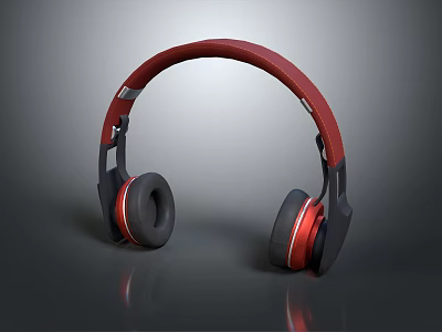 Red And Black Over Ear Headphones With Sleek Design And Comfortable Ear Cushions 3d model