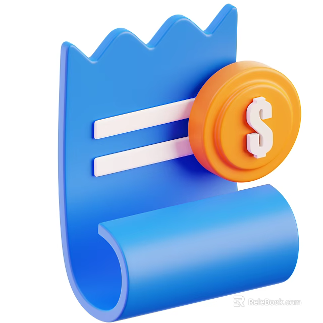 Blue Shopping Checklist For Daily Household Items With Orange Dollar Coin 3d model 