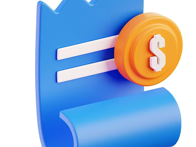 Blue Shopping Checklist For Daily Household Items With Orange Dollar Coin 3d model