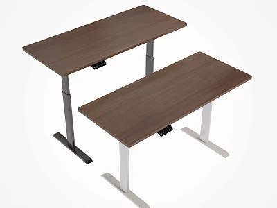Height Adjustable Office Desks With Wooden Top And Different Leg Designs 3d model