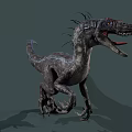 Spiked Back Dinosaur 3D Model Character Walking With Open Mouth Red Tongue And Striped Skin
