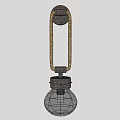 Vintage Industrial Wall Light With Woven Rope Metal Frame And Transparent Glass Shade