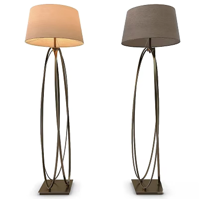 Modern Floor Lamps With Beige And Grey Shades And Curved Metal Frame Design 3d model