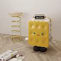 Cute Cookie Shaped Nightstand With Hello Sign Smiling Face And Gold Spiral Side Table