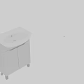 White Modern Washbasin Cabinet Unit with Double Doors and Ceramic Basin Design