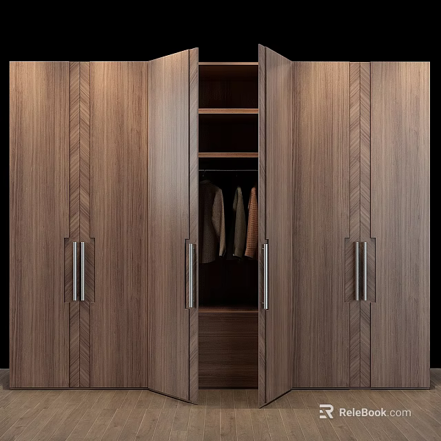 Modern Wooden Chest of Drawers With Vertical Wood Grain And Metal Handles 3d model 