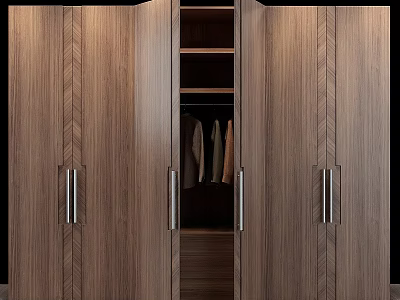 Modern Wooden Chest of Drawers With Vertical Wood Grain And Metal Handles 3d model