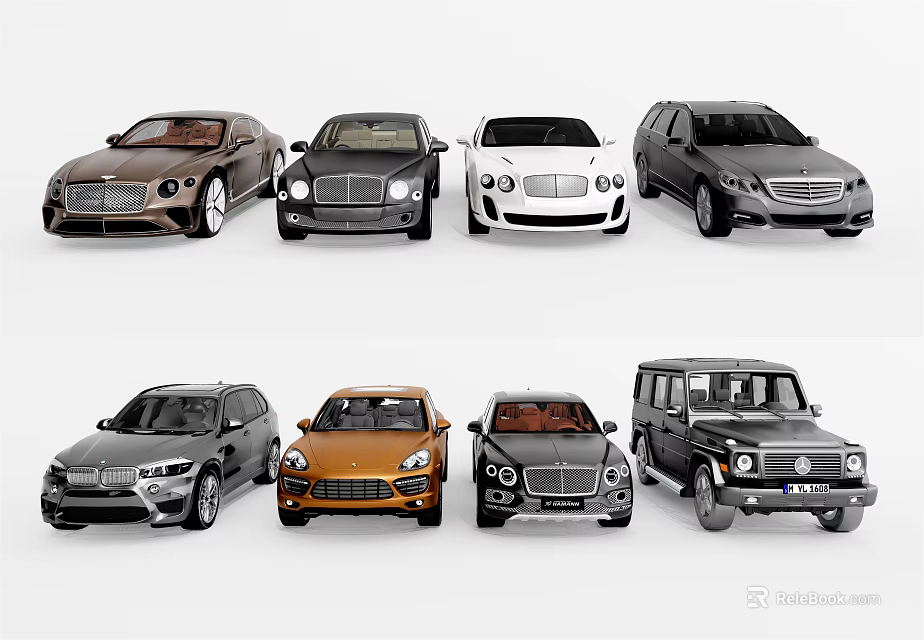 Luxury Cars Display Featuring Different Colors Sedans SUVs And Stylish Designs 3d model 