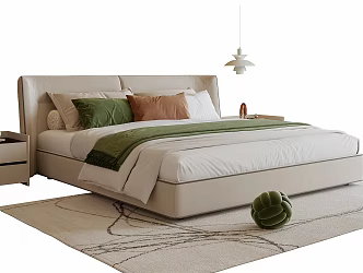 Modern Double Bedside Cabinet Bedside Chandelier 3d model