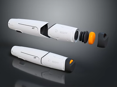 Modern White Detachable Handheld Tool With Black Orange Components And Split Design 3d model
