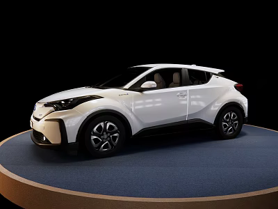 White Modern Car With Sleek Exterior Design And Alloy Wheels On Display Platform 3d model