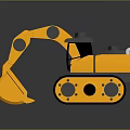 Yellow Plastic Toy Excavator With Tracks Shovel Cab For Kids Play