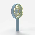 Light Blue Handheld Air Conditioning Fan With Yellow Blades And Control Button Design