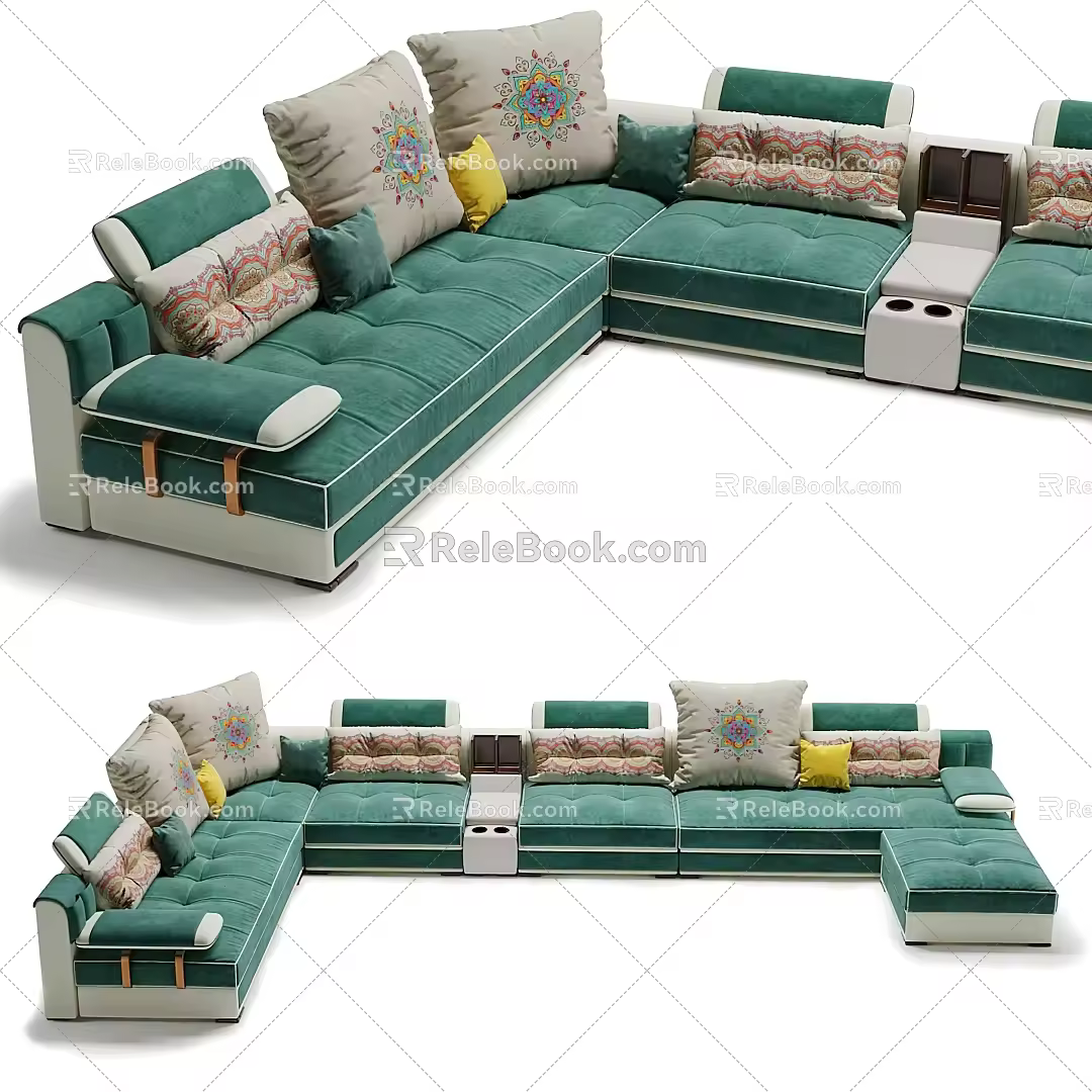 Modern Multiplayer Sofa Fabric Multiplayer Sofa Corner Sofa Pillow BB ITALIA 3d model