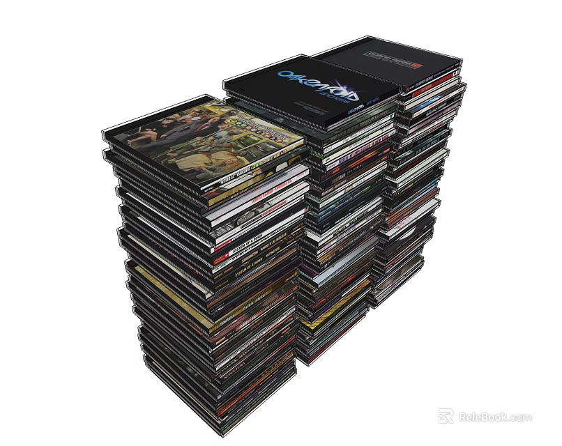 Stack of Mobile Digital Media Discs Including CDs and DVDs Collection 3d model 