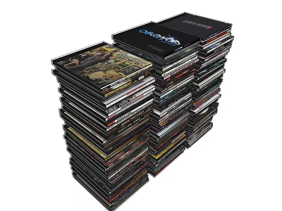 Stack of Mobile Digital Media Discs Including CDs and DVDs Collection 3d model