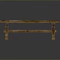 Rustic Wooden Table With Dark Straps And Solid Wood Legs For Home Living
