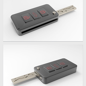 Modern car key motor vehicle key diagram and 3d model