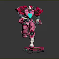 Pink Robot Model With Mechanical Structure In Standing Pose And Detailed Design 3d model