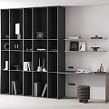Modern Black Bookcase With Multiple Shelves For Books And Decor In Study Area 3d model