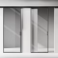 Modern Glass Sliding Doors With Sleek Black Frames For Home Interior 3d model