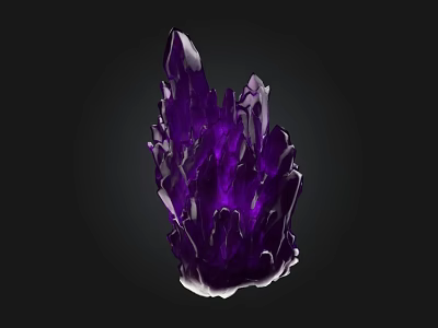 Natural Purple Crystal Stone Cluster With Wooden Base For Decorative 3d model