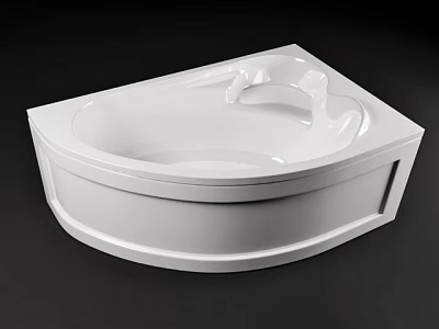 Modern White Corner Bathtub With Sleek Surface And Built In Design 3d model