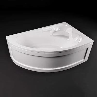 Modern White Corner Bathtub With Sleek Surface And Built In Design 3d model