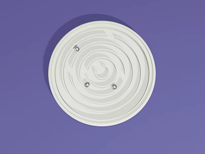 White Circular Lid With Concentric Patterns And Metal Rivets On Purple Background 3d model