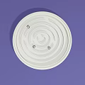 White Circular Lid With Concentric Patterns And Metal Rivets On Purple Background 3d model