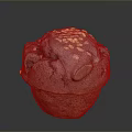 Delicious Red Cupcake With Chocolate Drizzle And Nut Sprinkles On Top