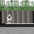 Modern Scenic Feature Wall With Glass Panels Perforated Patterns Green Trees And Lighting