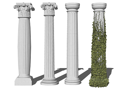 european roman column roman column creeper plant 3d model