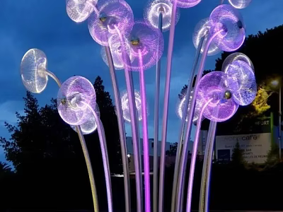 Dandelion Shaped Outdoor Lights With Purple White Illumination For Night Garden Landscape 3d model