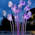 Dandelion Shaped Outdoor Lights With Purple White Illumination For Night Garden Landscape