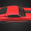 Red Vintage Sports Car With Black Hood Scoop And Modern Black Wheels Design