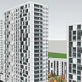 Modern Office Buildings Complex With Landscaped Gardens Plaza And Parking Areas