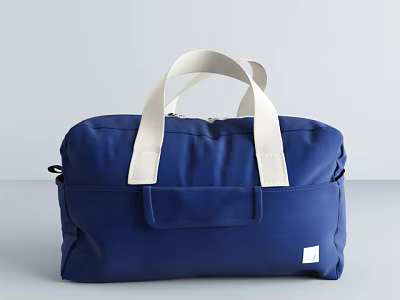 Stylish Blue Duffel Bag With White Handles Front Pocket And Minimalist Design 3d model