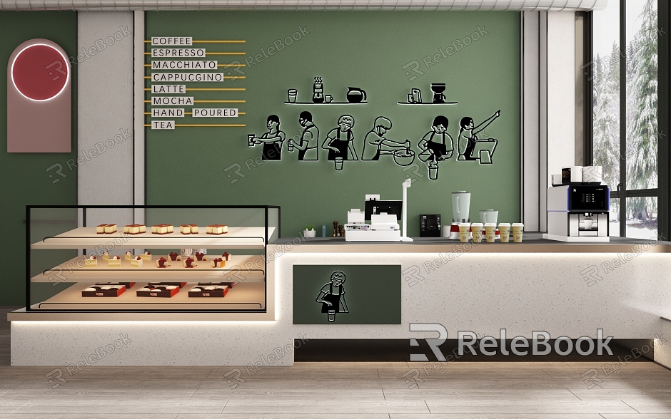 Milk Tea Front Desk Advertising Creative Wall Sticker model