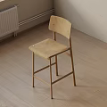 Light Wooden Bar Stool With Minimalist Design For Modern Home Interior